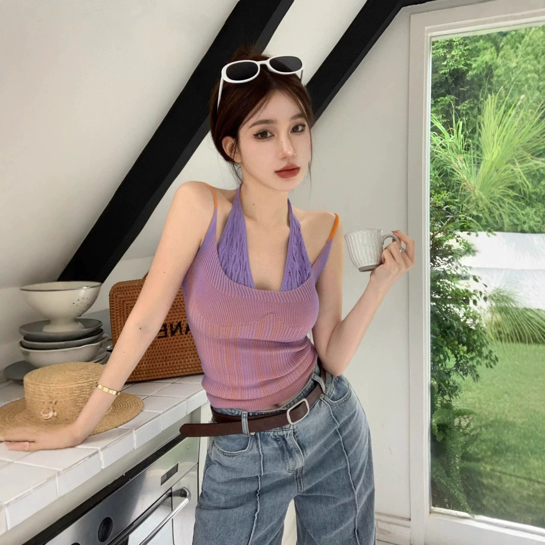 Трансграничное чистое желание ветра дизайн поддельные две части сшитой шейный камзол жилет женщина носит летнюю красотку