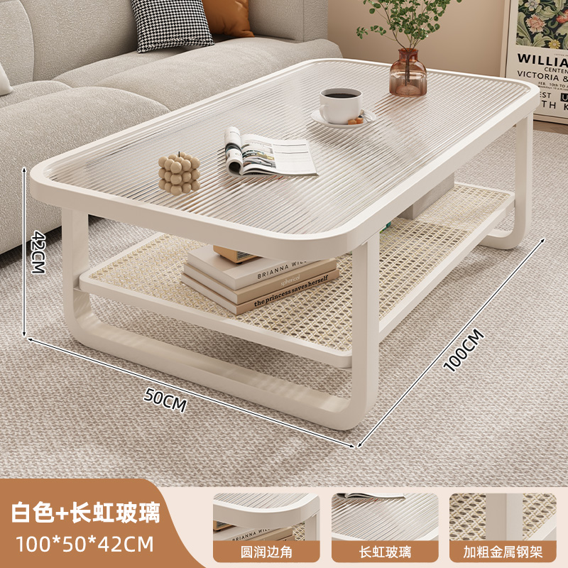 Mesa de té de vidrio temperado sala de estar doméstica tabla de casa pequeña 2025 nuevo estilo de aire crema de alta calidad sofá mesa de té