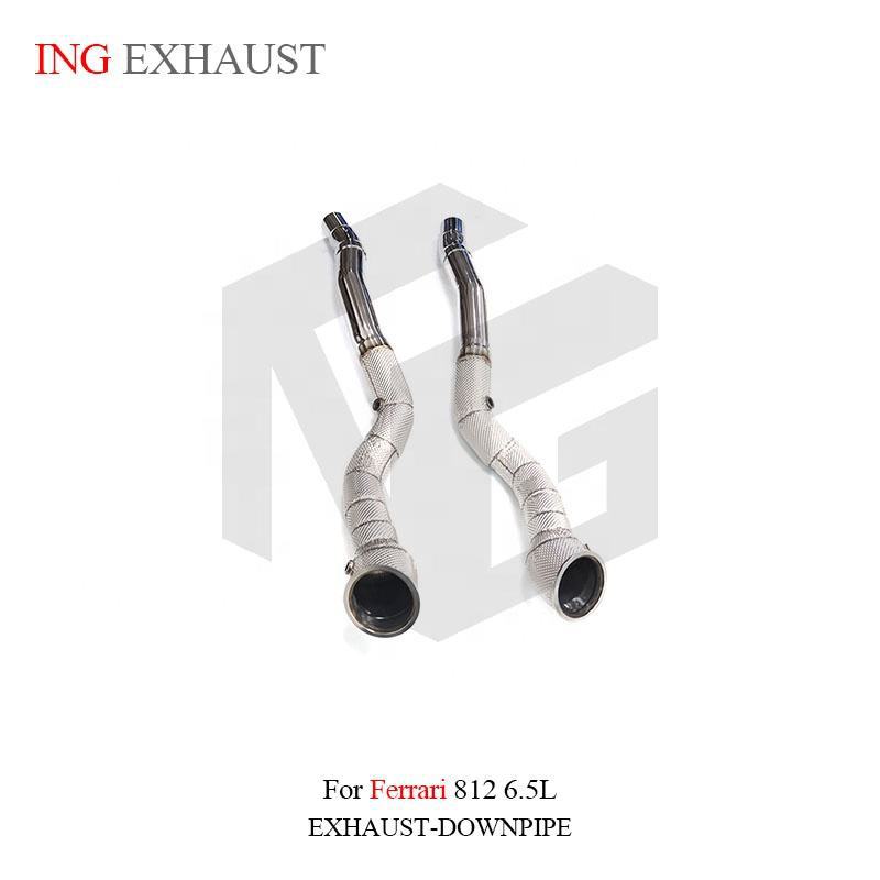 Suitable for Ferrari 812 6.5L, stainless steel exhaust system downpipe with hood