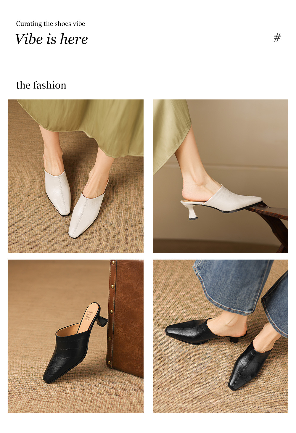 Dép sandal cao gót nữ mũi nhọn quai ngang da dê, gót 5 cm — đen chi tiết 1