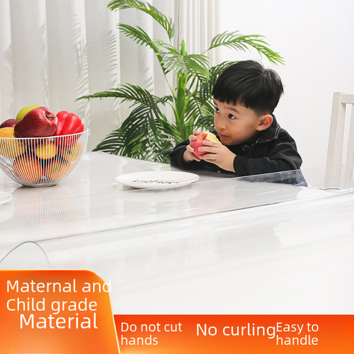 Wholesale transparent PVC tablecloth, waterproof and oil-resistant dining table mat, home-use heat-insulating, wash-free desk mat, soft glass crystal board