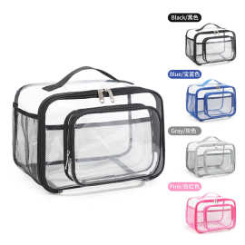 跨境PVC手提包户外野餐包透明午餐包大容量洗漱用品化妆品收纳包