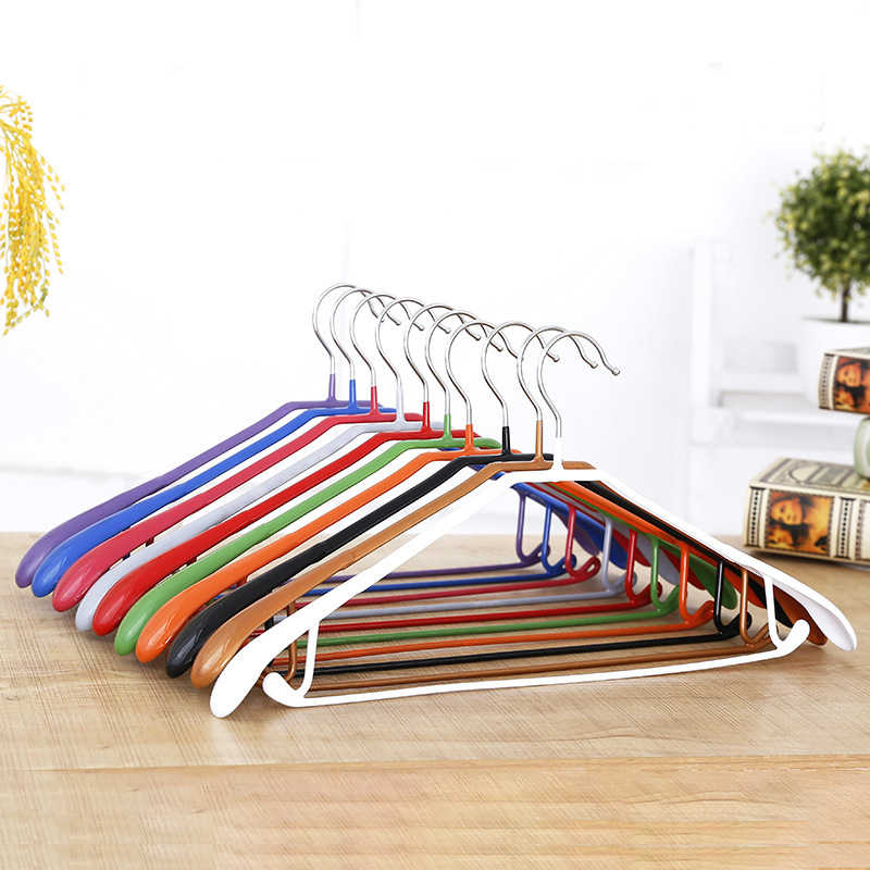 Plastic Dipped Clothes Hanger Metal Seamless Household Clothes Hanging Golden Adult Clothes Rack Clothes Hanging Support