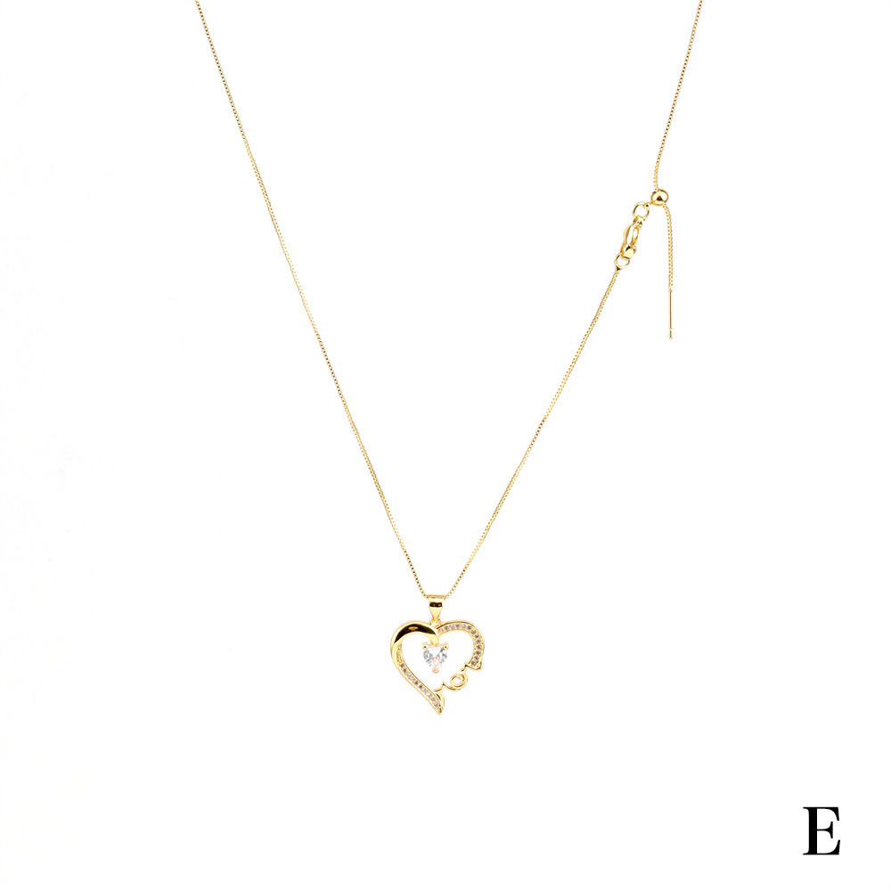 Fashion Heart Shape Copper Plating Zircon Pendant Necklace 1 Piece