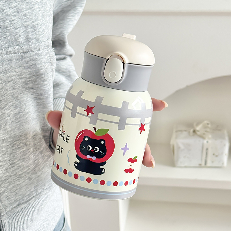 Gran capacidad de dibujos animados niños adorables 316 tazas de acero inoxidable para mujeres alto valor de mano mano paja taza de rebote