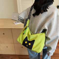 新しい日本のかわいい猫の高級トートバッグ、女性用、カジュアル、シンプル、軽量、通勤、ファッショナブルで多用途なクロスボディバッグ