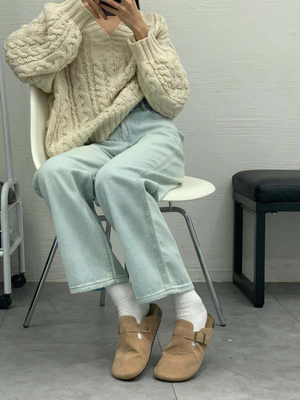 莱赛尔浅蓝色直筒牛仔裤女2025夏秋季小个子高腰显瘦窄版阔腿裤子|undefined