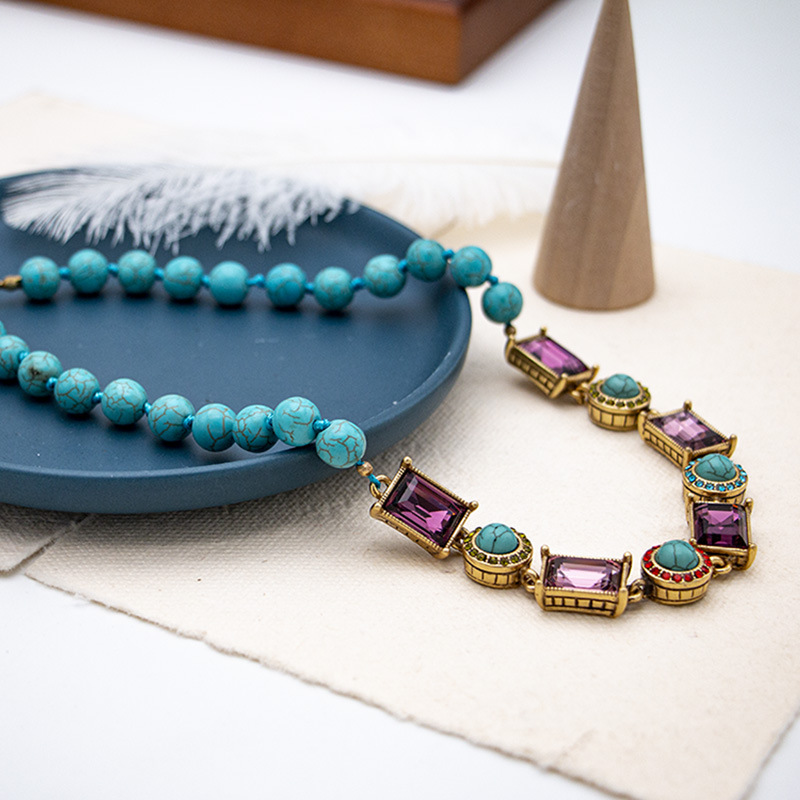 Retro turquoise bracelet natural stone handmade