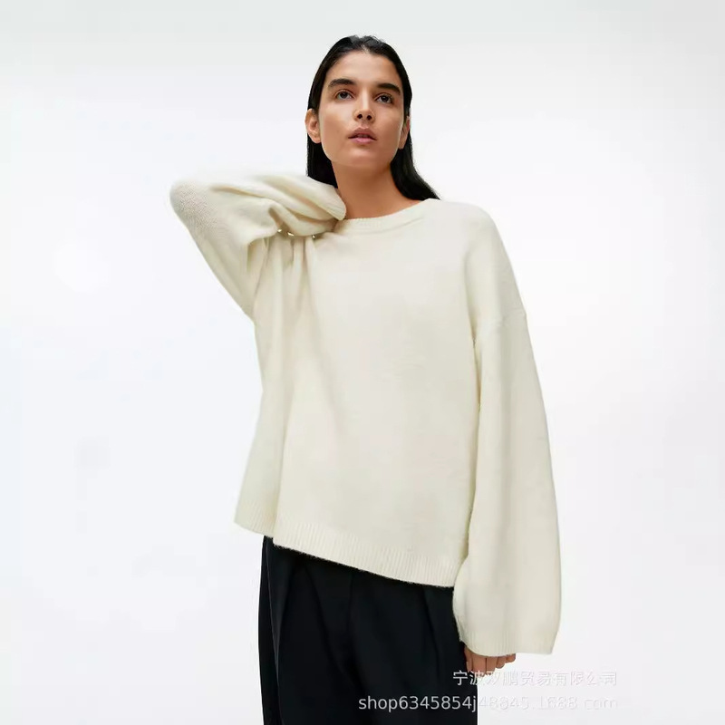 American-Style Lazy Soft Gray Pullover Sweater for Women 2026 Autumn and Winter Loose Thickened Sheep Wool Round Neck Knitwear American-Style Lazy Soft Gray Pullover Sweater for Women 2026 Autumn and Winter Loose Thickened Sheep Wool Round Neck Knitwear