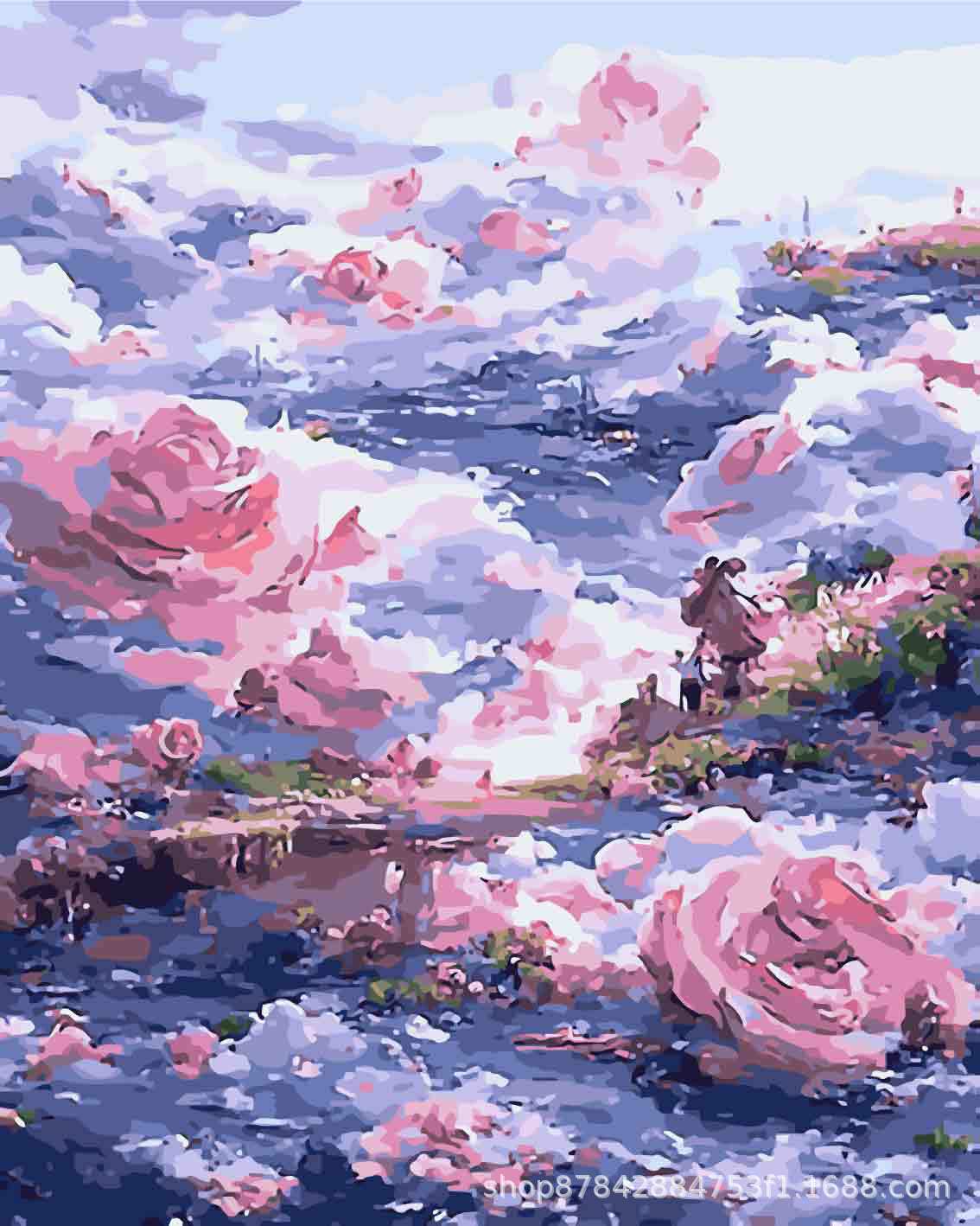 Pintura al óleo digital bricolaje al por mayor hecho a mano relleno de color curación descompresión popular para niños flor nieve montaña decorativa pintura de paisaje