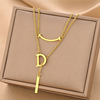 Design pendant stainless steel with letters, necklace, accessory, European style, trend of season, does not fade