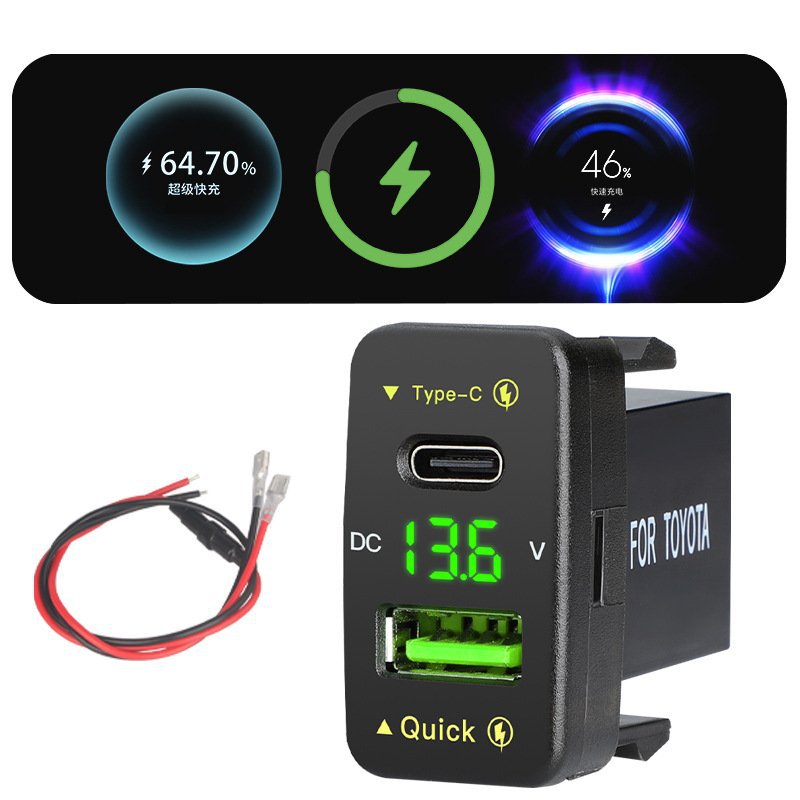 New Car USB Charger 66W Super Fast Charging 12-24V Rv Truck Modified Type-C Interface Flash Charging