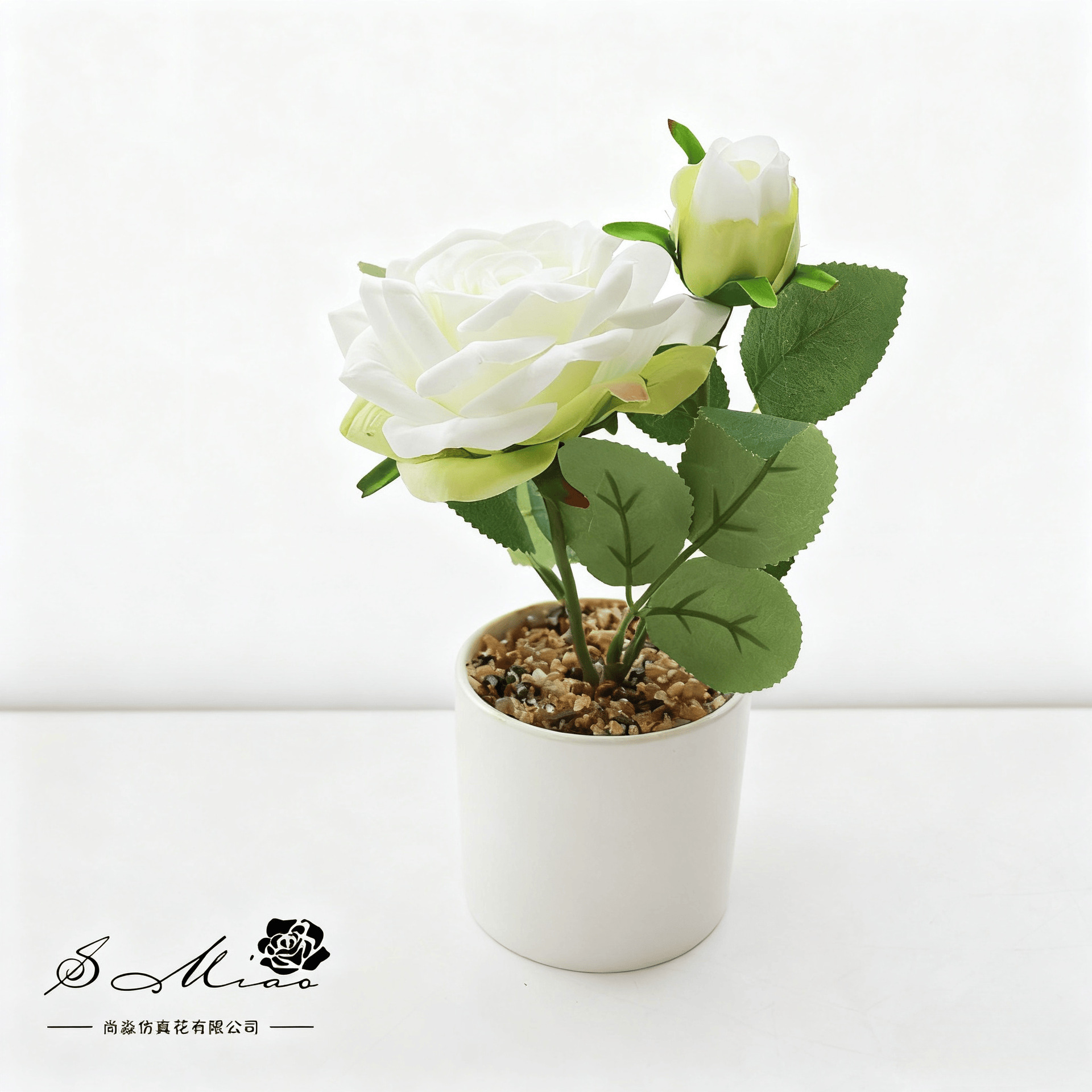 Flores falsas de alta calidad europea rosa bonsai flor de simulación decoración creativa de moda plantación verde artificial simulación maceta