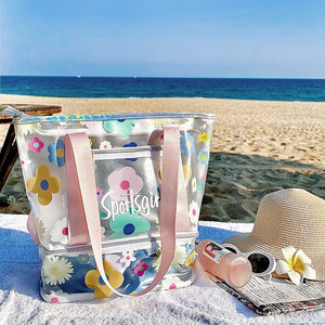 SPORTSGIRL 水泳バッグ PVC透明大容量 フロスト洗面バッグ 携帯可能 入浴バッグ 