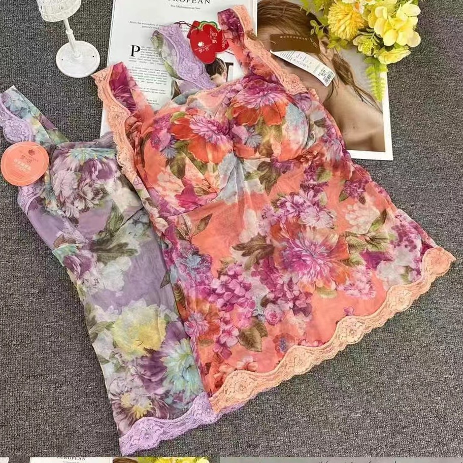 Nuevo encaje de alta calidad, chaleco de mujer sin anillo de acero, sujetador cómodo, ropa interior deportiva para dormir, mujer al por mayor.