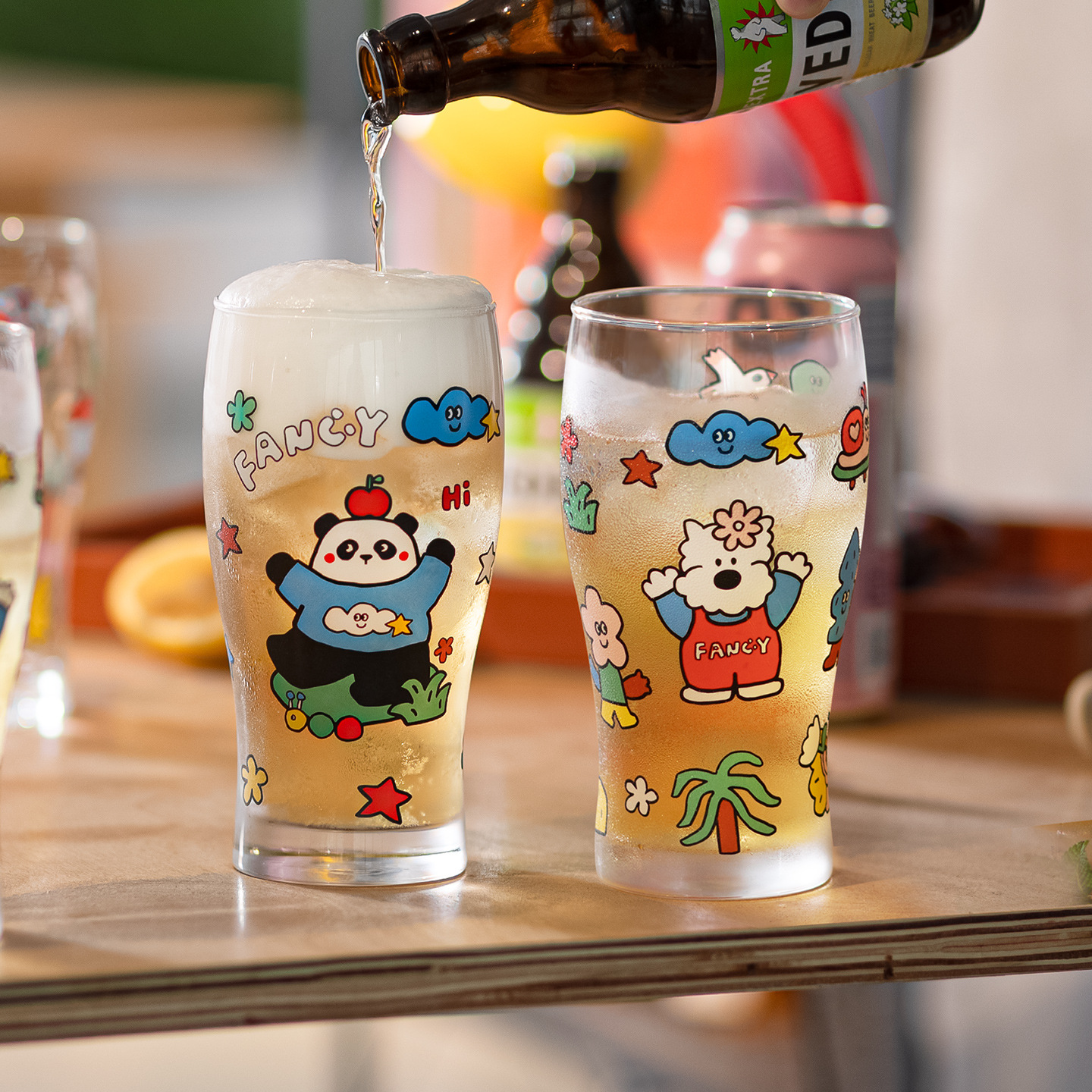 유리 컵 맥주 컵 대용량 가정용 귀여운 그물 레드 와인 컵 창조적 인 바 바베큐 상업 음료 물 컵