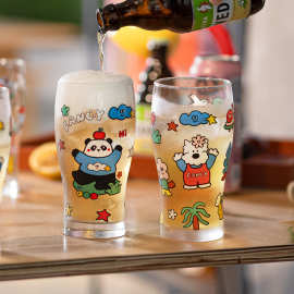 玻璃杯啤酒杯大容量家用可爱网红酒杯创意酒吧烧烤商用饮料水杯子
