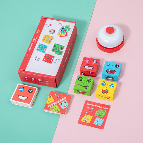 Face-Changing Magic Cube Children's Educational Toy Brain Training Parent-Child Interactive Desk Game Smiling Expression Blocks