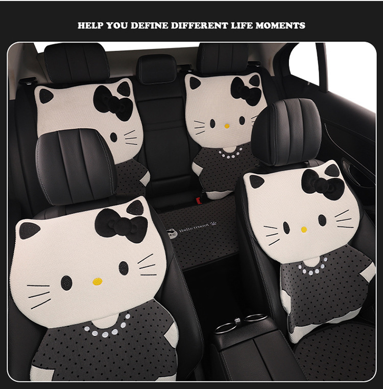 Cat Car Seat Cushion Cartoon Style Breathable Non-Slip Seat Pad Universal for All Seasons Car Seat Cover Summer General Use