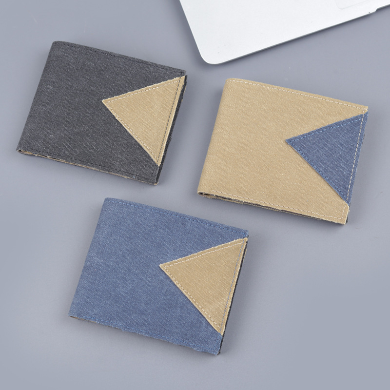 Cartera de denim para hombres cartera de lona corta 9 tarjetas para tarjetas de licencia de conducir cartera pequeña para hombres