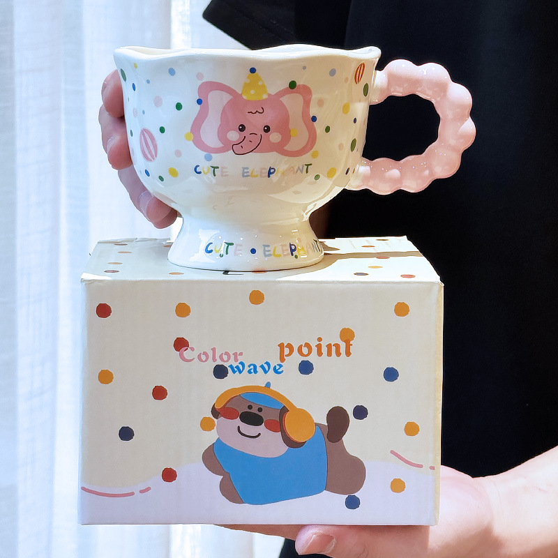 Taza de Cerámica de Animales Animados Resistente a Altas Temperaturas con Cuchara para Oficina