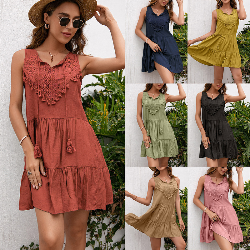 Amazon Cross-border European and American Women's 2024 Summer New Loose Sexy Solid Color Super Fairy Dress Amazon Cross-border European and American Women's 2024 Summer New Loose Sexy Solid Color Super Fairy Dress