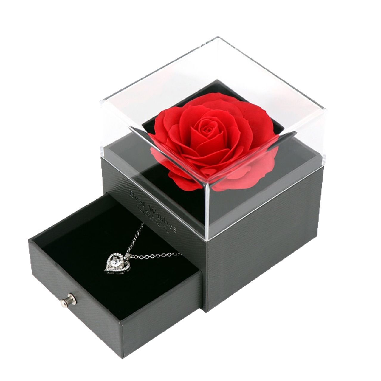Caja de regalo de flor eterna Estilo explosivo al por mayor Joyero de flores reales Producto terminado Regalo de San Valentín Caja de rosas Caja de embalaje de collar