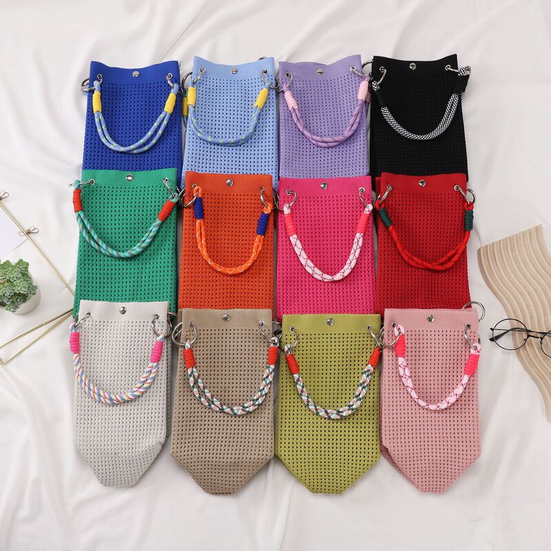 New Trendy Ins-Style Niche Design Knitted Handbag, Fashionable White Tower Shopping and Photography Handbag, Bucket Square Bag