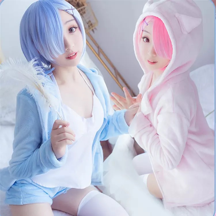 從零開始的異世界生活拉姆蕾姆cosplay可愛貓咪家居連帽睡衣代發