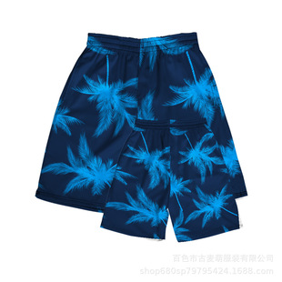 Cross-border European and American Seaside Holiday Loose Surfing Shorts Large Size Printed Men's Five-point Men's Beach Pants Boxers