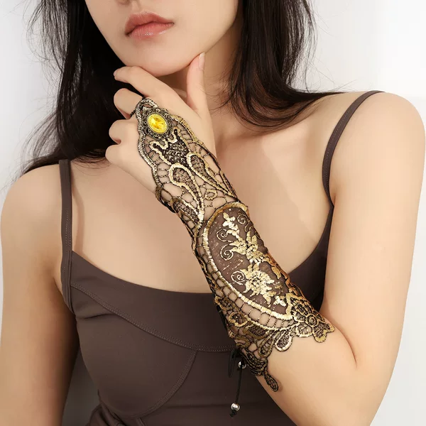 European and American cross-border personalized court retro style finger arm bracelet design lace tattoo cover oversleeve