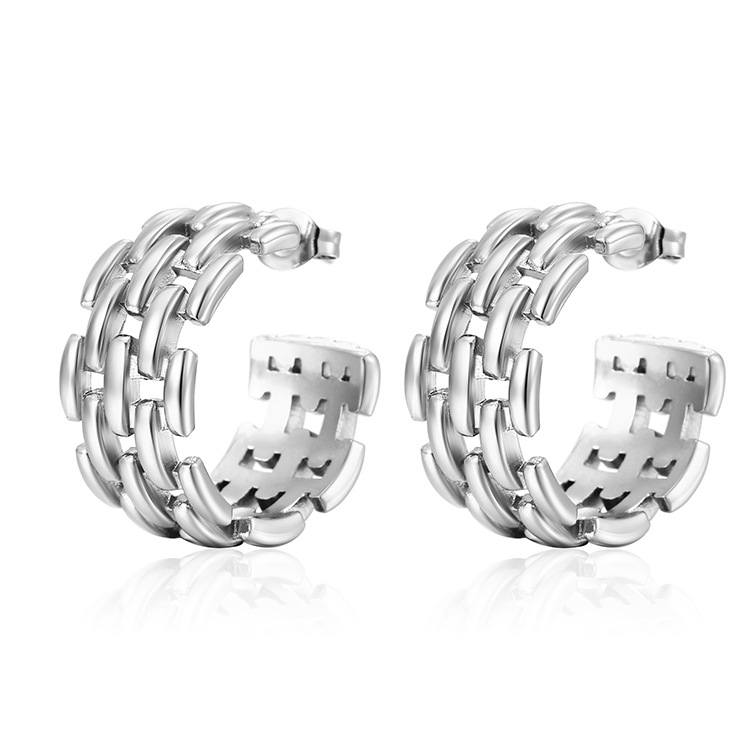 Europeo y americano de cercanías todo partido cadena de la torsión de la bobina tejida círculo pendientes elegantes 18K pendientes de oro femenino ins alto sentido