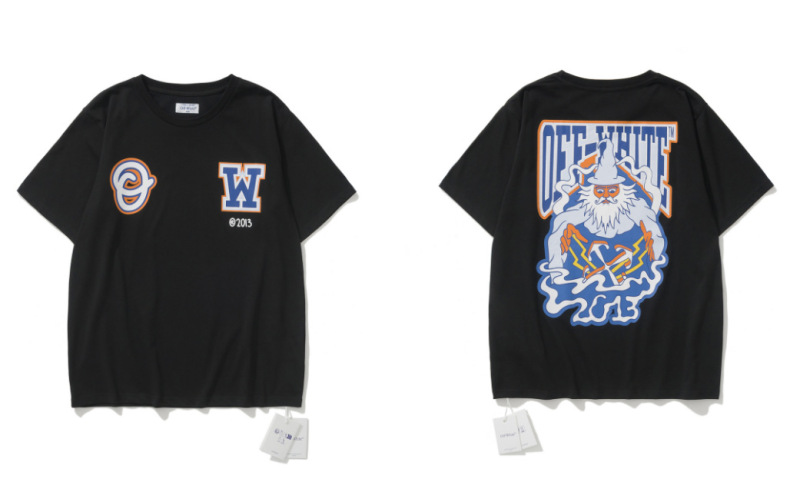 トレンディな漫画落書き油絵矢印半袖男性と女性ルーズカップル OFW 純綿半袖 Tシャツ夏 mk ゼブラ|undefined
