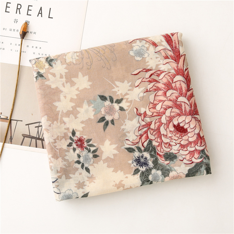 200g Weight Indoor Occasion Stripe Pattern Women'S Gender Elegant Style Retro Korean Style Fashion Printing Scarf 1