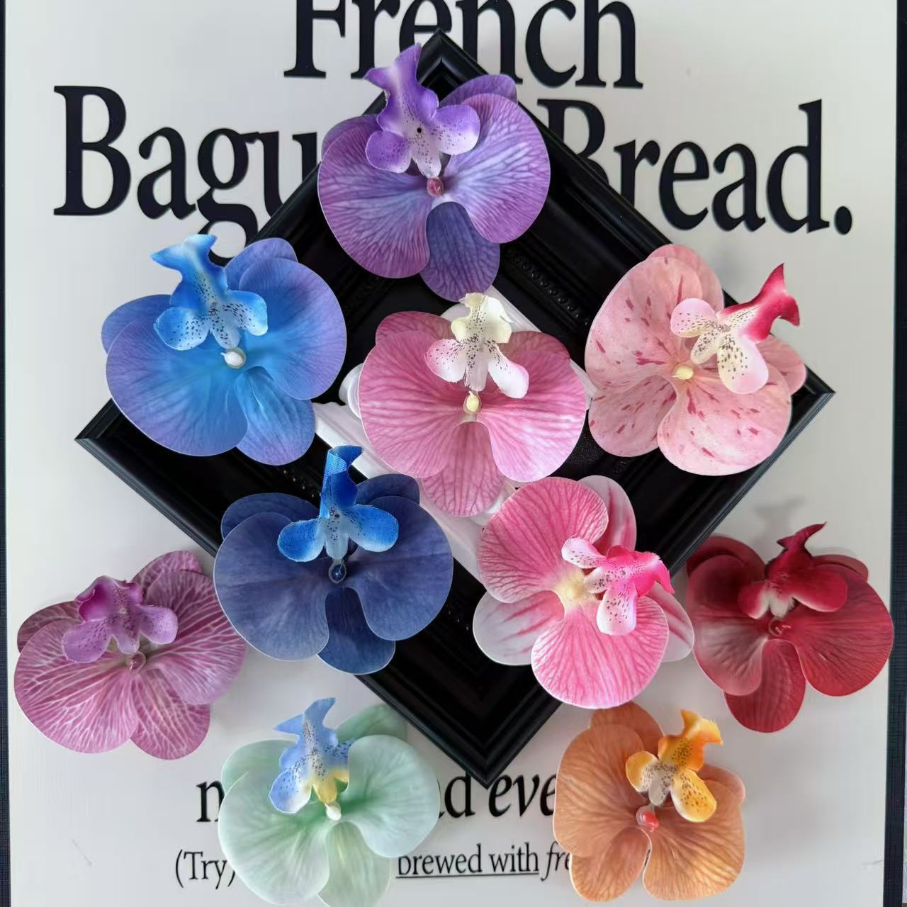 3D打印胶片仿真单朵蝴蝶兰花头胸花喜糖盒装饰花簪花头饰发夹假花