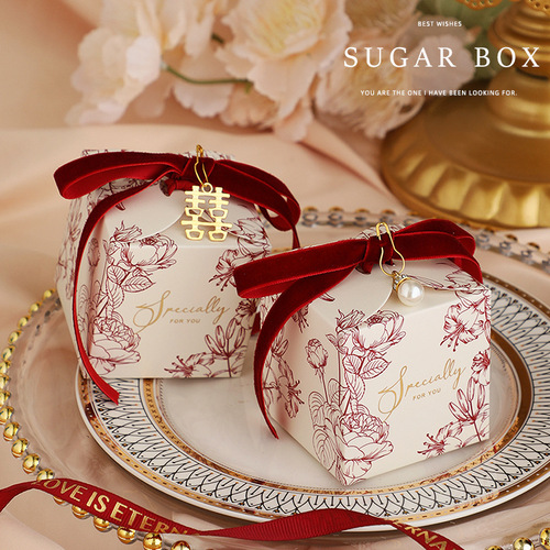 2024 New Sugar Box Wedding Sugar Box Creative Ins Style Candy Box High-end Wedding Sugar Bag Gift Box Empty Box