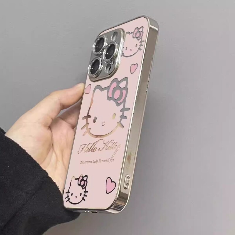 Pink Cut Out Hello Kitty Mirror Suitable for Apple iPhone 17 Mobile Phone Case Korean Couple Anti-Fall Protective Cover Pink Cut Out Hello Kitty Mirror Suitable for Apple iPhone 17 Mobile Phone Case Korean Couple Anti-Fall Protective Cover