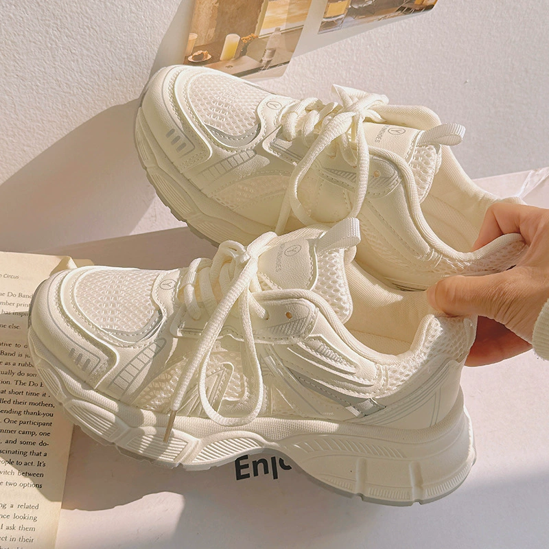 Женские обувь Dad shoes 2025 новый летний сезон дышащие белые кроссовки сетчатая обувь Uber F2418 доставка в одну часть