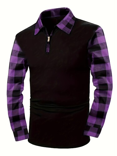 1/4 Zipper Retro Plaid Shirt Relaxed Casual Style