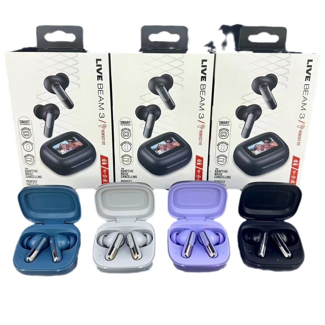 Nuevos productos transfronterizos LIVE BEAM3 auriculares inalámbricos TWS Bluetooth dual micrófonos ANC ruido reducción de graves llamadas multifuncionales