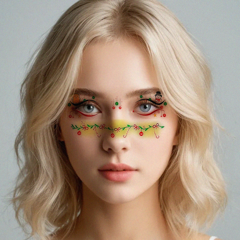 Cross-Border New Product Christmas Makeup Face Stickers Cute Sweet Little Fresh Creative Christmas Temporary Tattoo Stickers Cross-Border New Product Christmas Makeup Face Stickers Cute Sweet Little Fresh Creative Christmas Temporary Tattoo Stickers