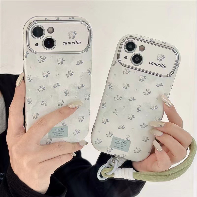 Flor de pantalla completa verde claro degradado para iPhone 13 cuerda de mano 15ProMax Apple 14 funda para teléfono móvil 12 mujer 14PM