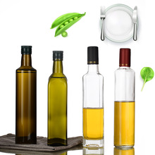 透明圆形橄榄油瓶带盖密封防漏麻油瓶500ml绿色食品级山茶玻璃瓶