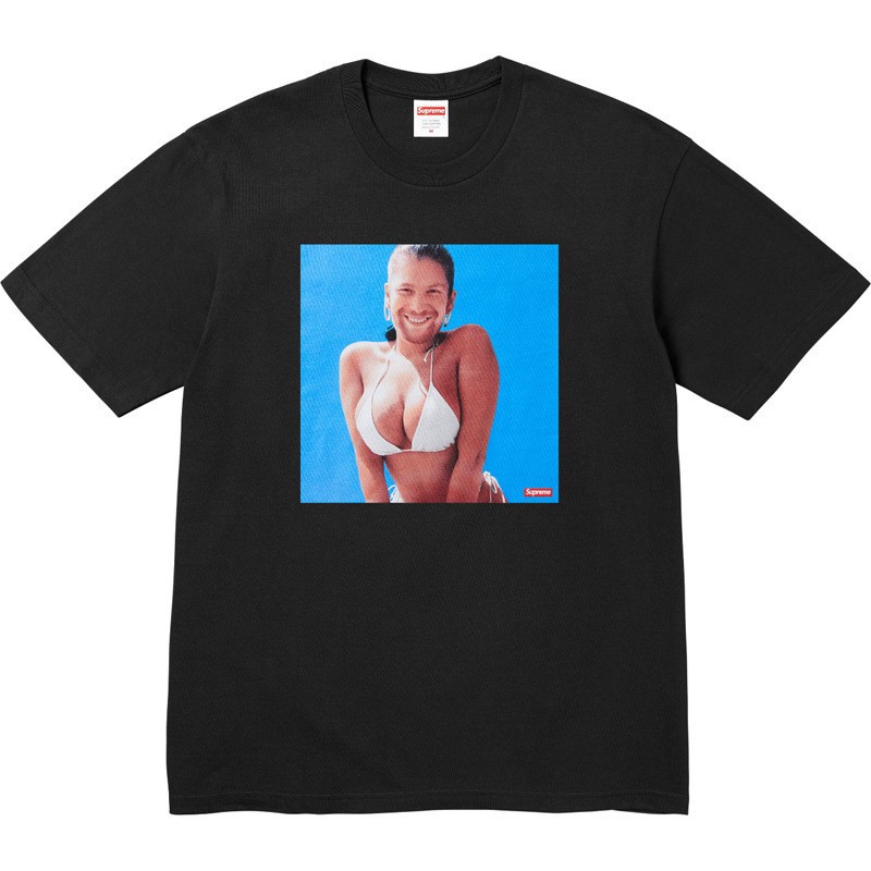 Supreme ağır pambıq printli unisex futbolka, boş kəsik