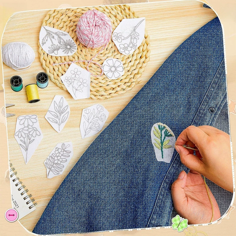 Water-soluble template, DIY, boho style, print, with embroidery