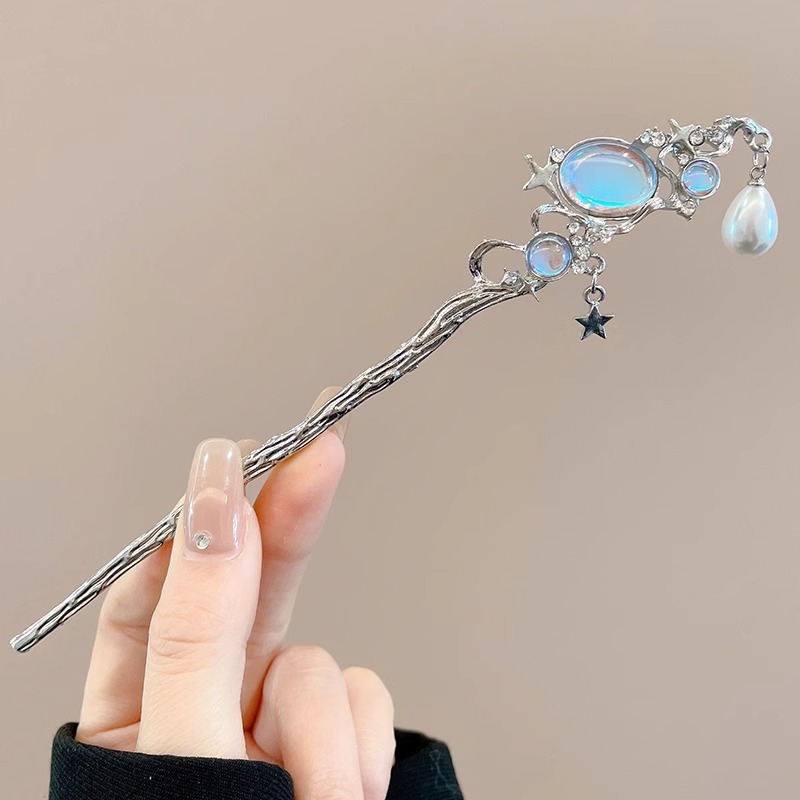 Horquilla de flores con flecos de estilo antiguo, temperamento femenino de alto nivel, escalón, horquilla de Hanfu, horquilla de cabello en la parte posterior de la cabeza, tocado de horquilla