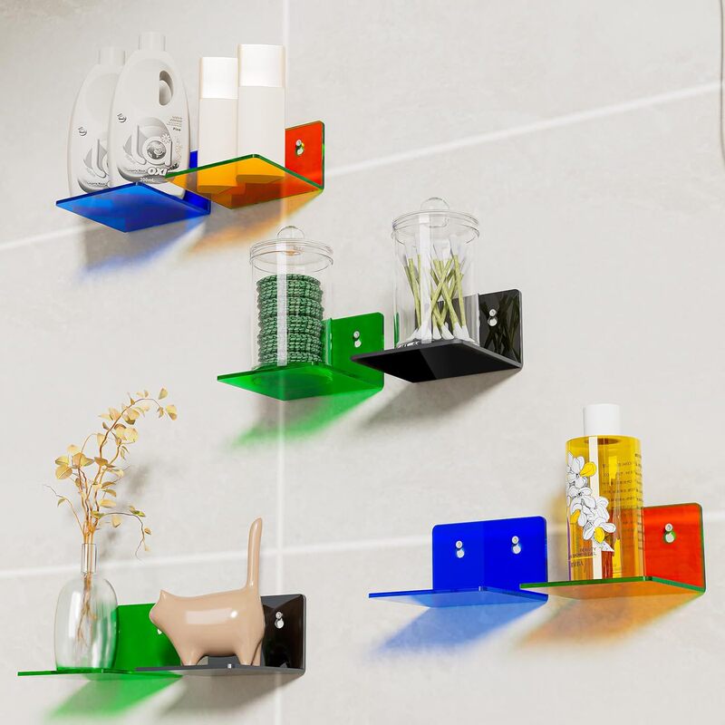 Acrylic small sticky wall stand, mini floating shelf, acrylic display stand, edge of popular characters, planting