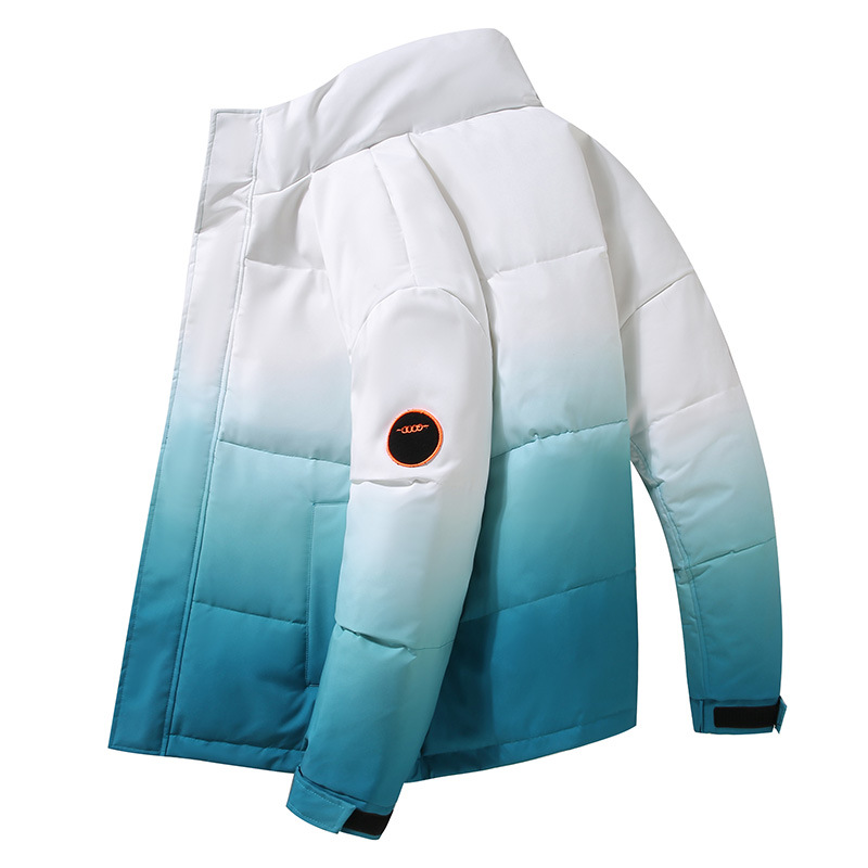 Herrenbekleidung 2024 neue Herrenjacke aus Seide und Baumwolle für Herren, kurz, verdickter Stehkragen, Farbverlauf, Winterjacke, trendiger Jugendstil_voghion.com