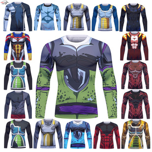 3D Digital Printing T-shirt Riding Quick-drying Sports Breathable Long-sleeved T-shirt Men's Compression Tight