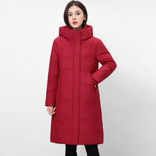 正品羽绒服女长款过膝国标90绒白鸭绒加厚防寒服品牌妈妈装冬外套